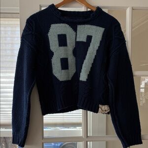 We The Free Dark Blue Sweater with Light Blue Number Design